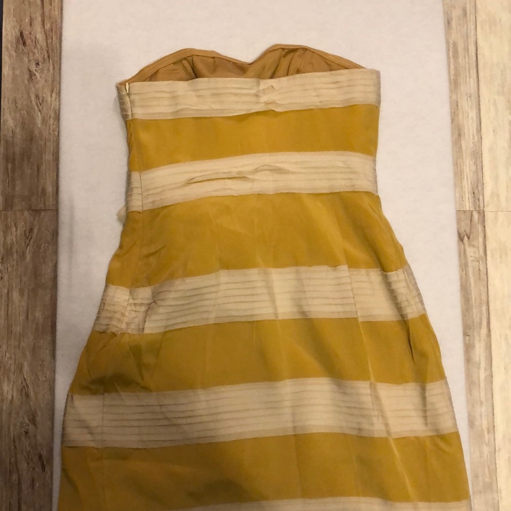 Anthropologie Strapless Yellow and Cream Bow Dress - Picture 8 of 8